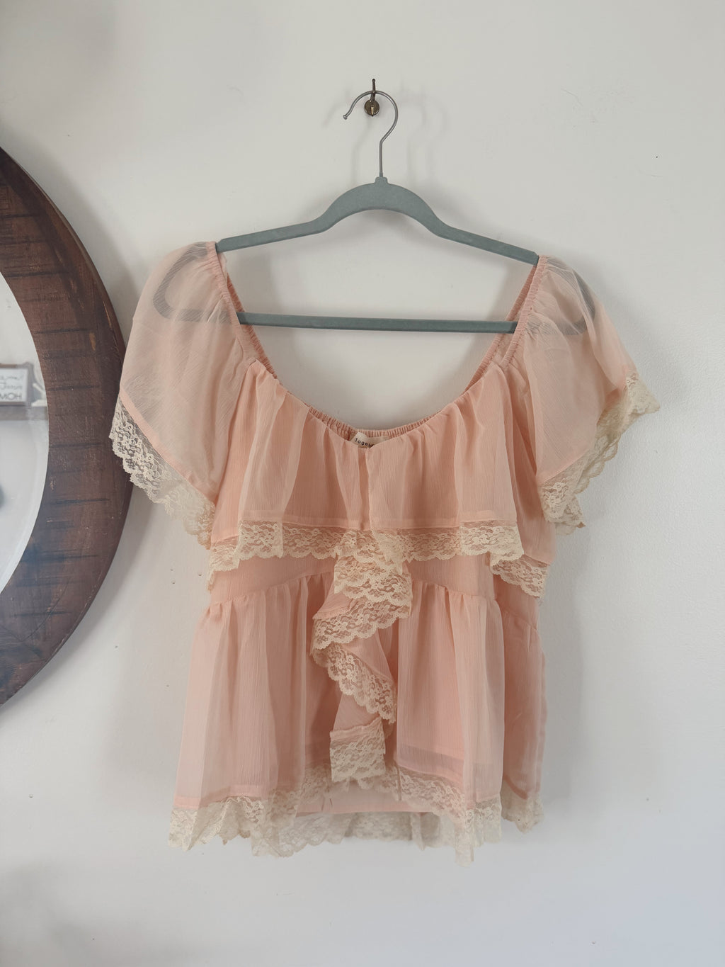 Peach Bellini Lace Top