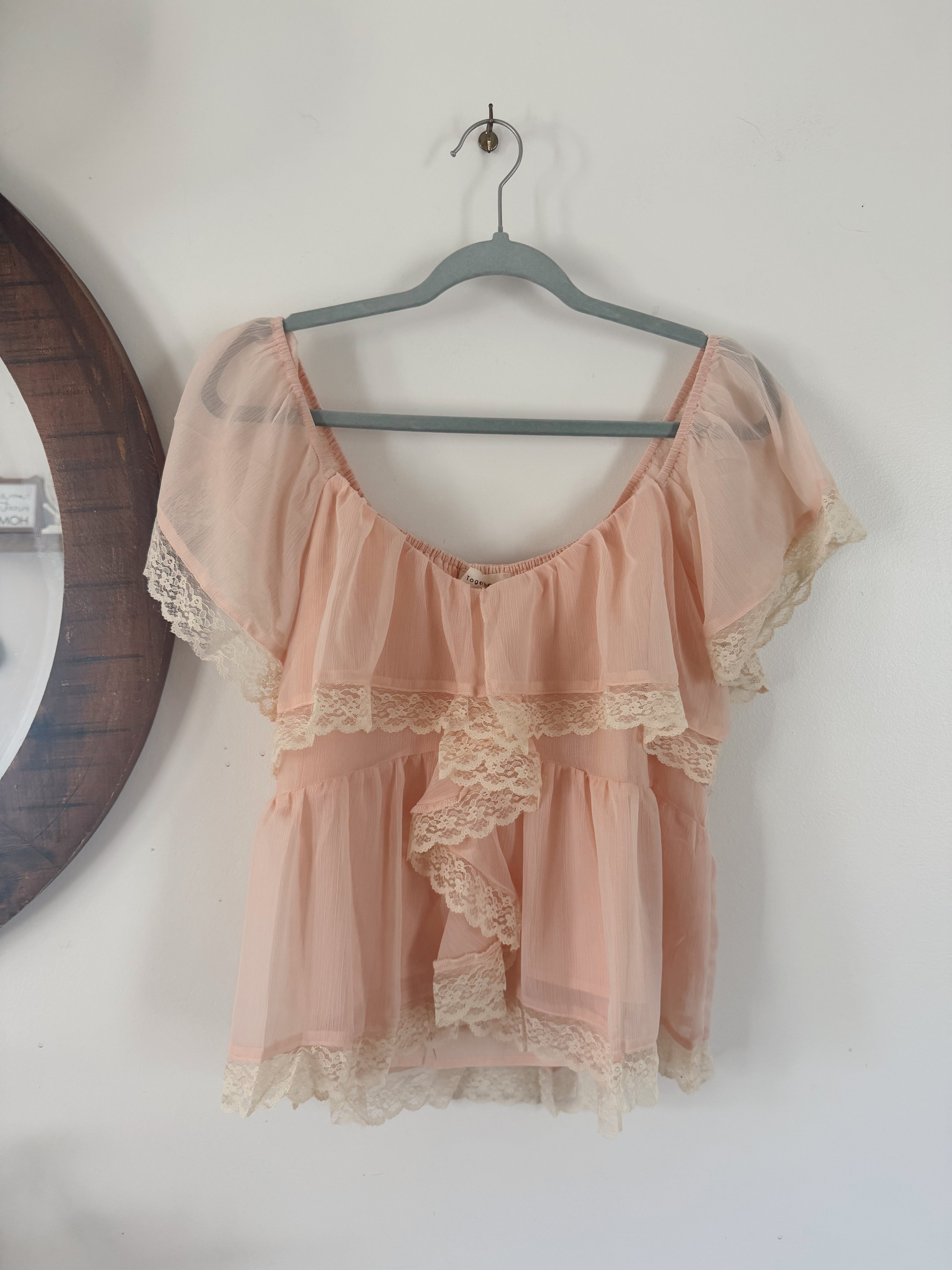 Peach Bellini Lace Top