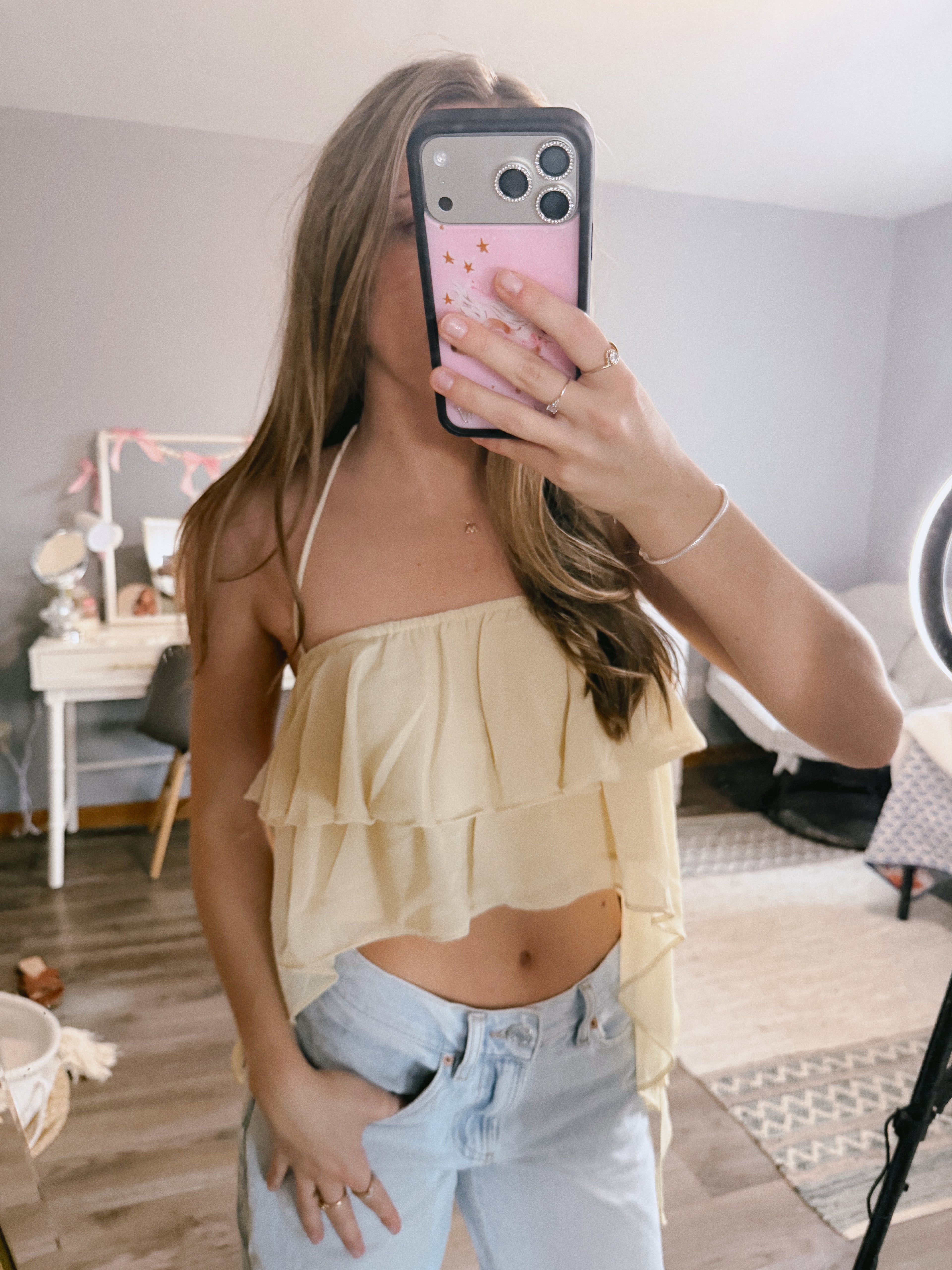 Halter Neck Ruffle Top