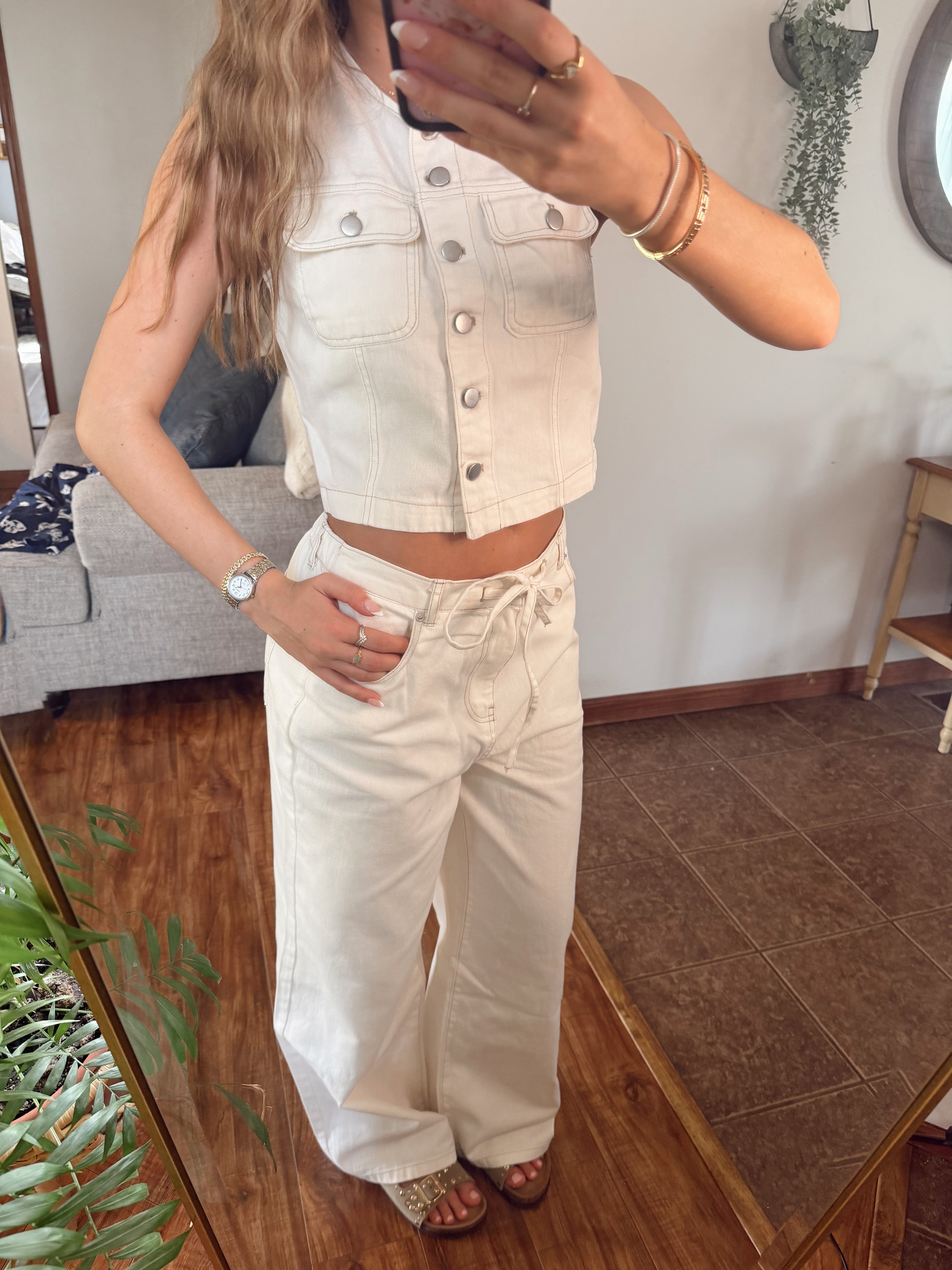 Drawstring Denim Pant
