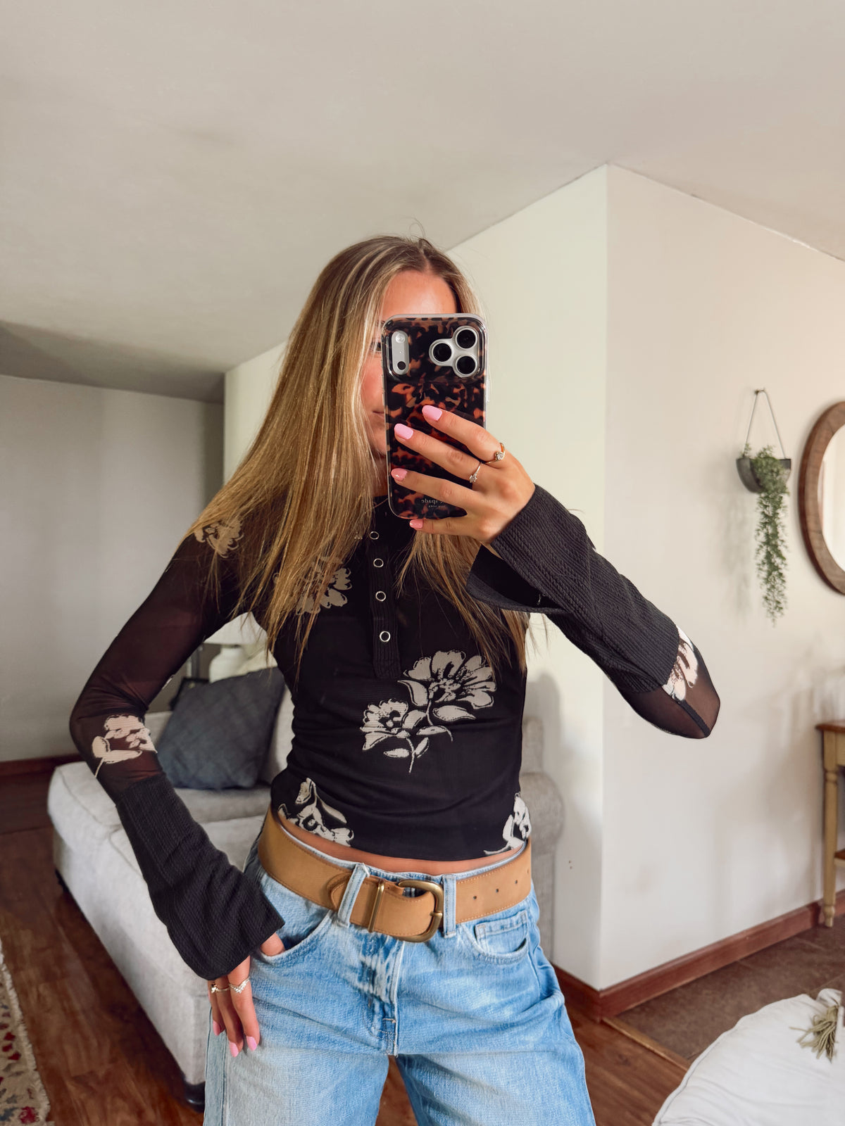 Midnight Bloom Mesh Top