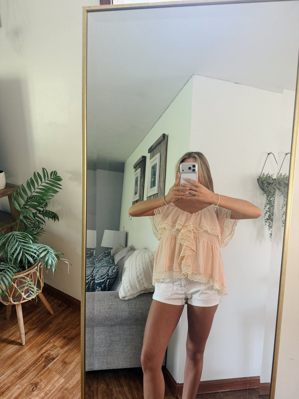Peach Bellini Lace Top