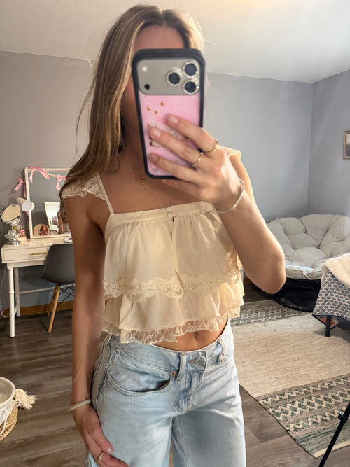 Lace Trim Layered Top