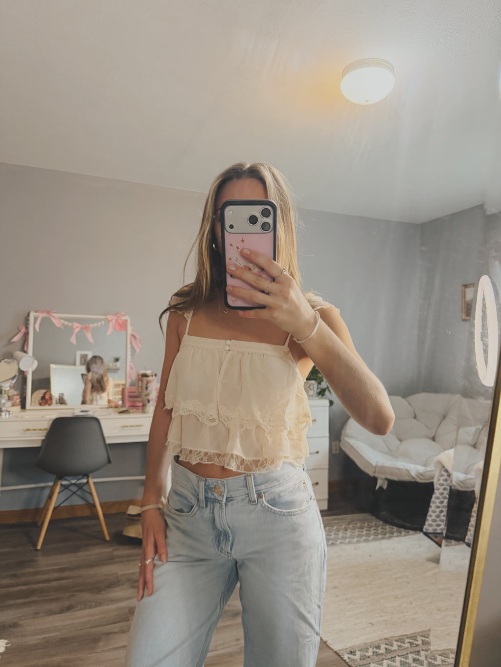 Lace Trim Layered Top