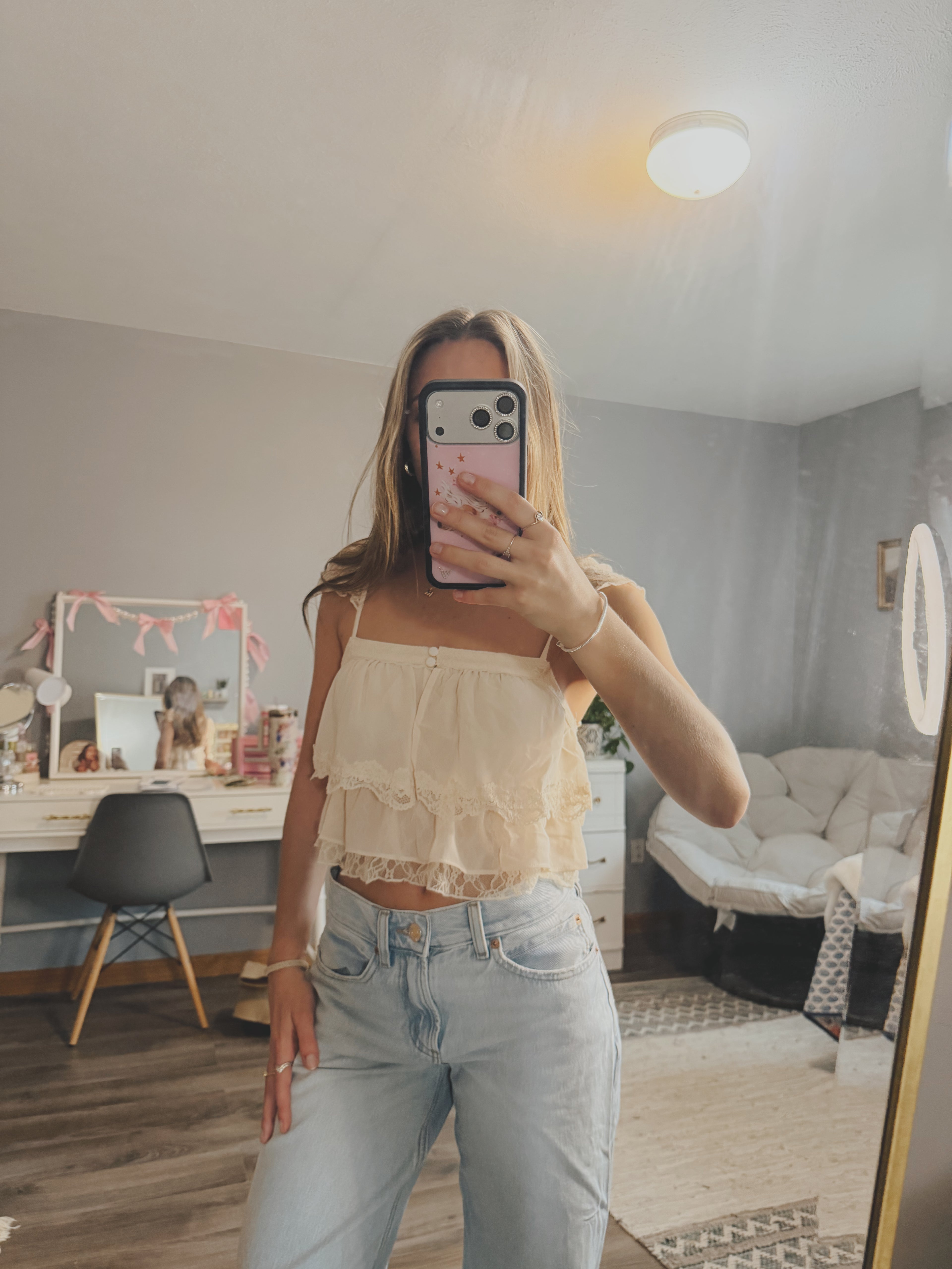Lace Trim Layered Top