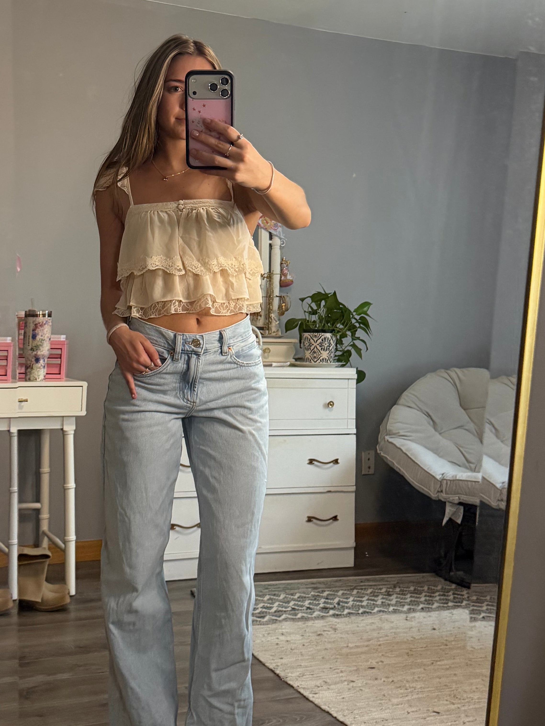 Lace Trim Layered Top